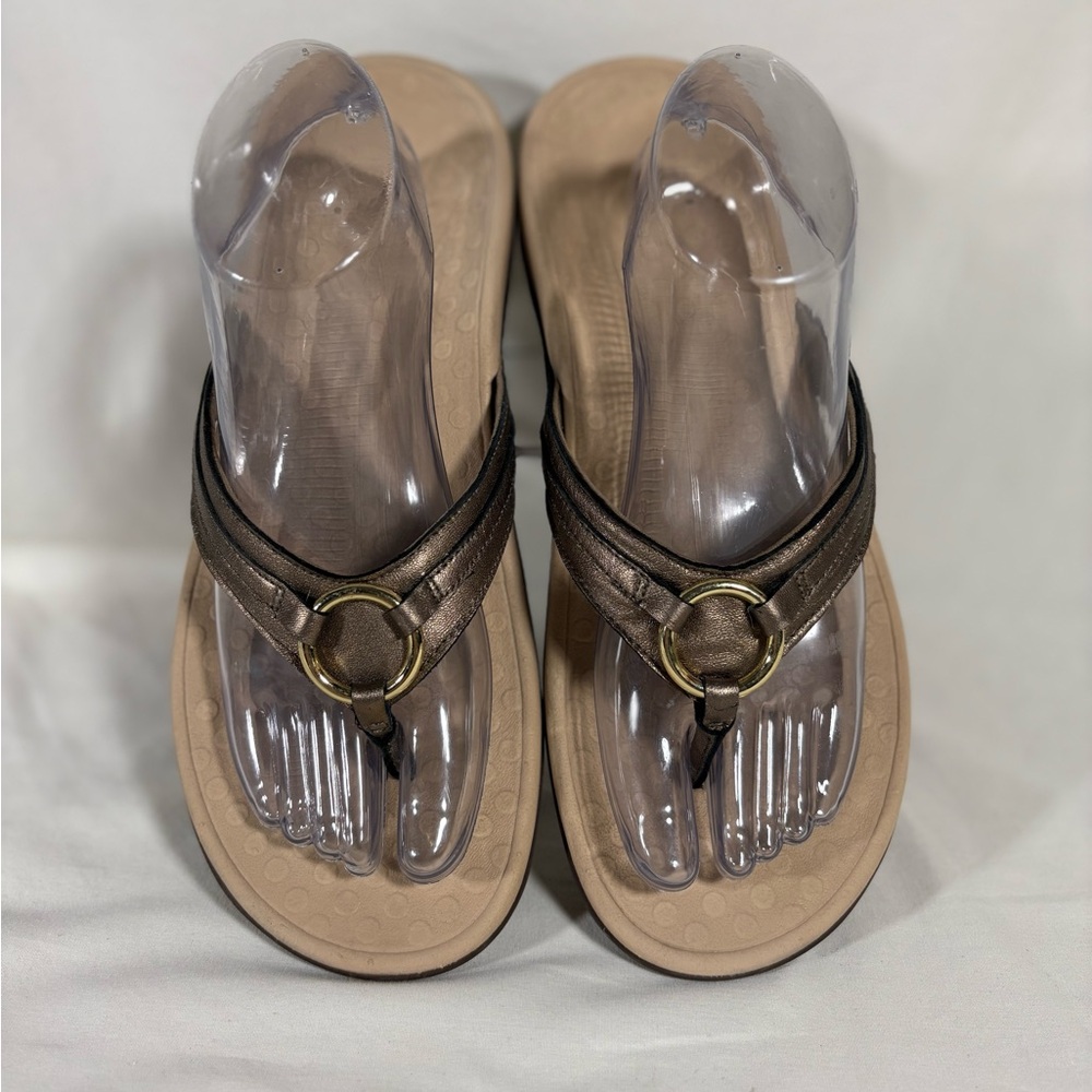 Vionic Bronze Metallic Ring-Accent Thong Sandals